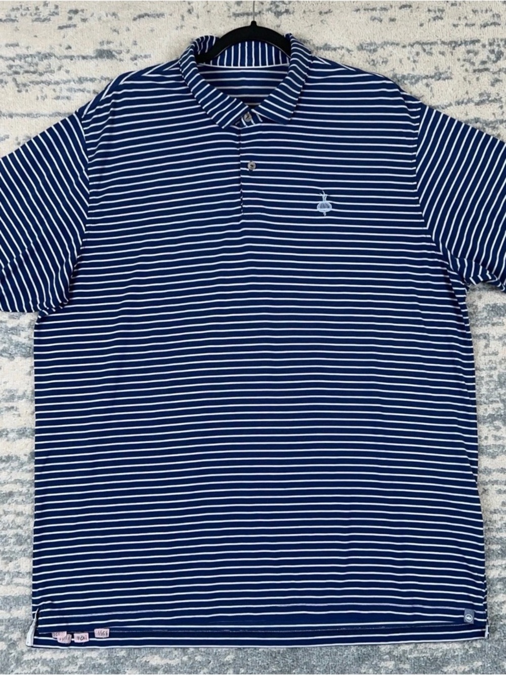 Peter Millar Mens Navy White Striped Ohoopee Match Club Polo XL